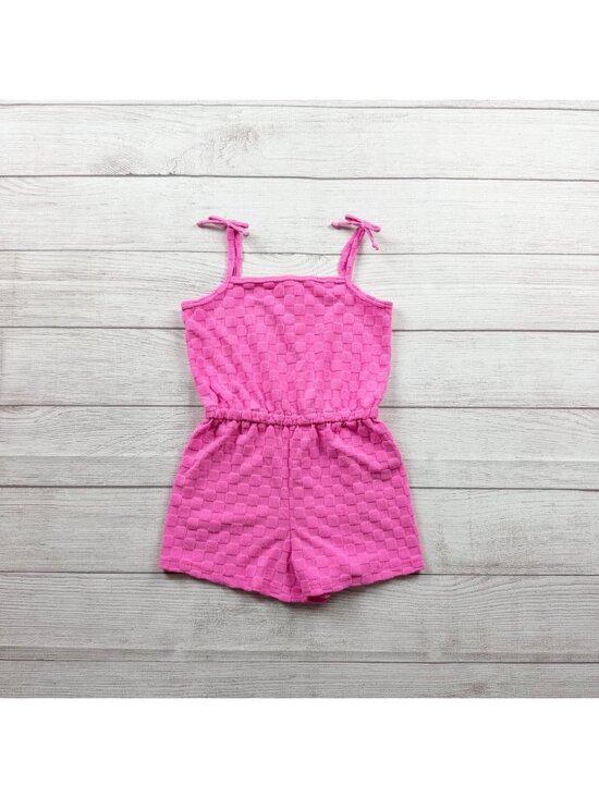 btween Other - Bmagical By Btween Pink Tie Strap Sleeveless Girls Romper Textured Design 6